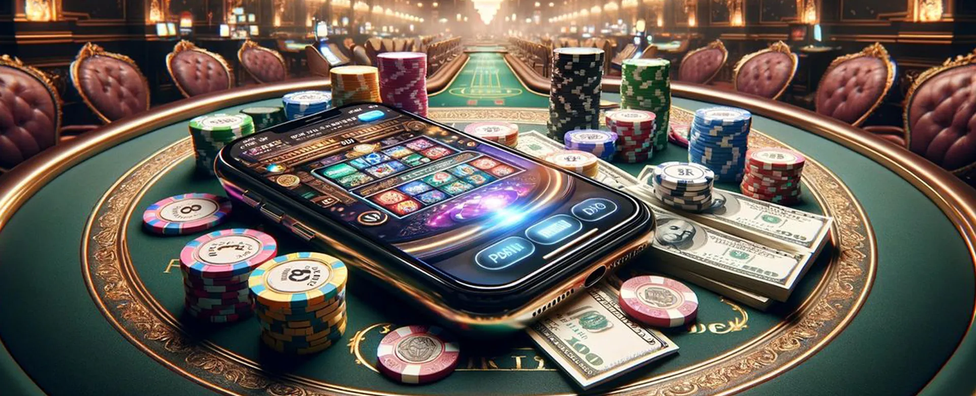 Phmacao Com online casino background with vibrant lights and gaming elements